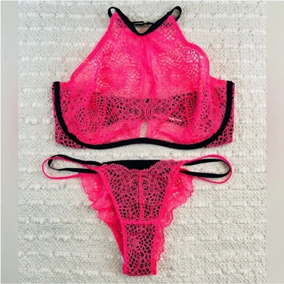 36D/M Rare 2016 Victoria’s Secret Rio Lace Bralette & Cheekini Pantie Set - Picture 2 of 10